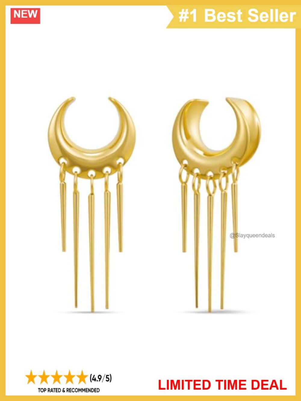 Double Flare Ear Tunnels Tassel Fringe Piercing Jewelry 2G-1 Inch